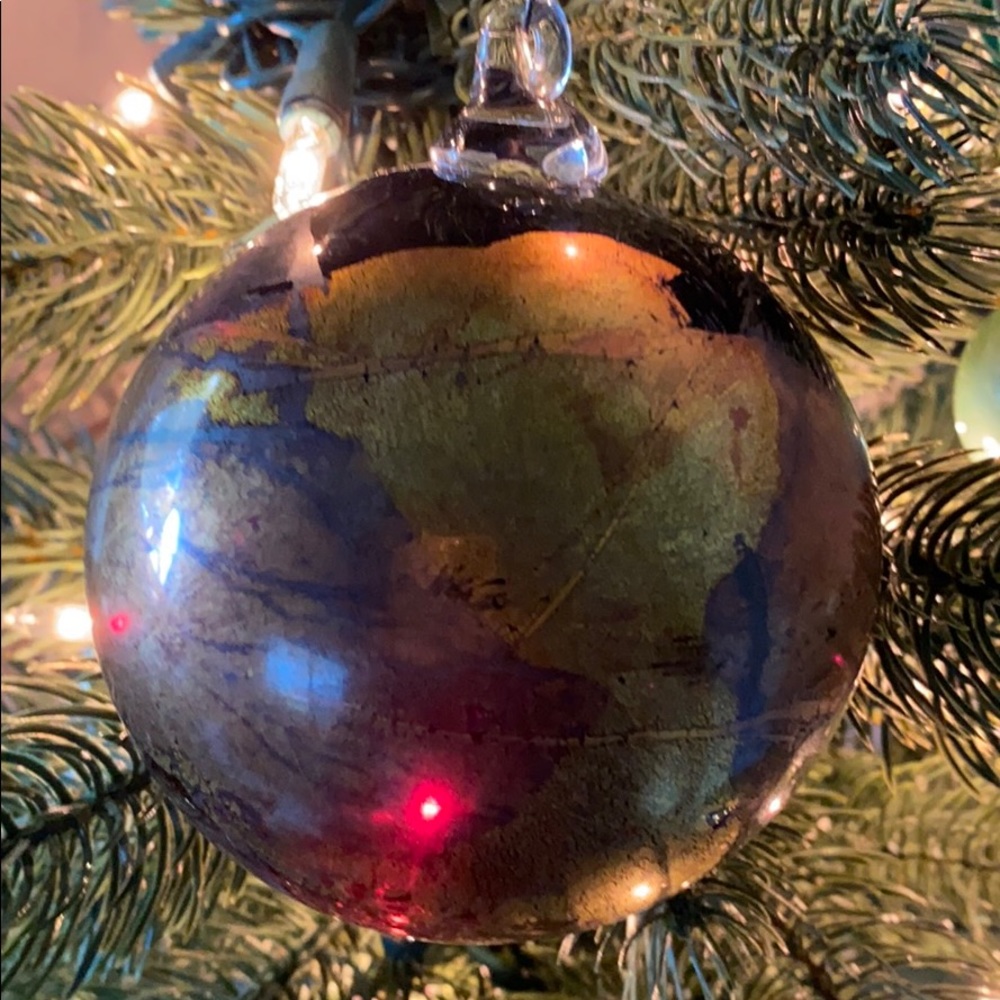 Large Hand Blown Gold Leaf Ornament